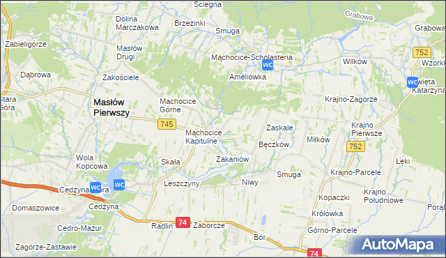 mapa Podmąchocice, Podmąchocice na mapie Targeo
