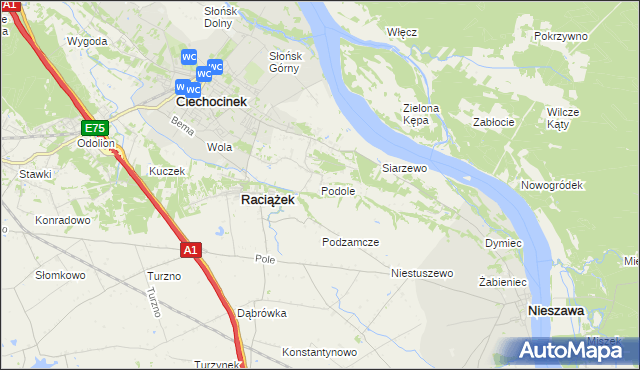 mapa Podole gmina Raciążek, Podole gmina Raciążek na mapie Targeo