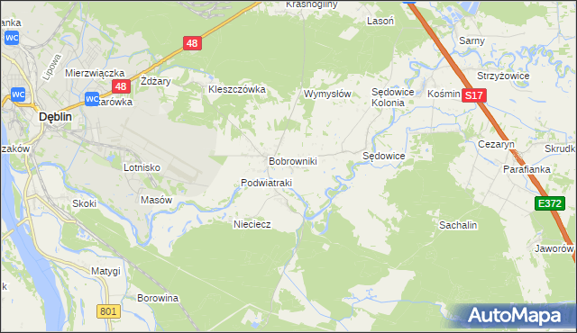 mapa Podwierzbie gmina Ryki, Podwierzbie gmina Ryki na mapie Targeo