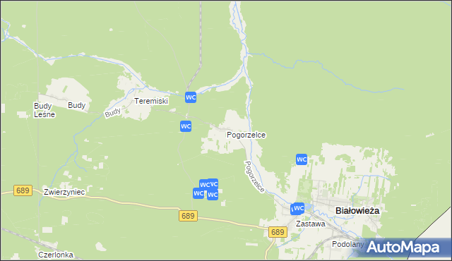 mapa Pogorzelce, Pogorzelce na mapie Targeo