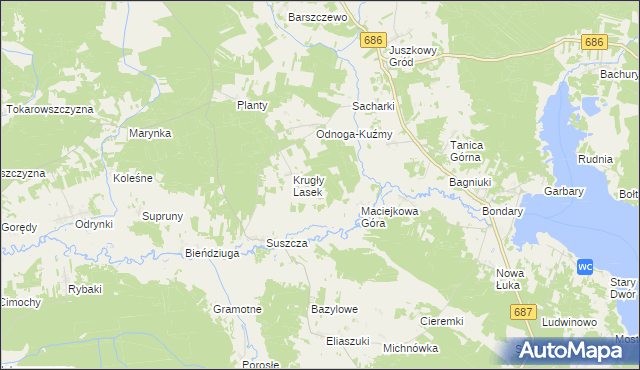 mapa Pólko gmina Michałowo, Pólko gmina Michałowo na mapie Targeo