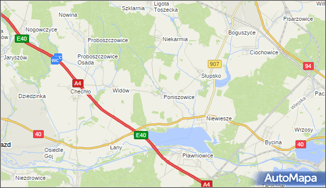 mapa Poniszowice, Poniszowice na mapie Targeo