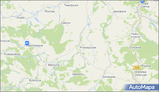 mapa Proboszczów, Proboszczów na mapie Targeo