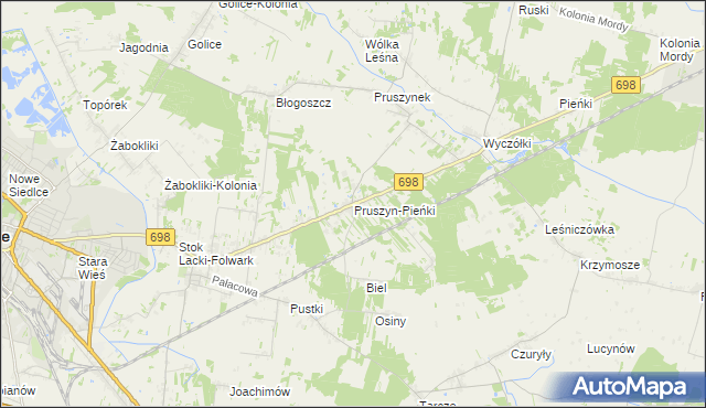 mapa Pruszyn-Pieńki, Pruszyn-Pieńki na mapie Targeo