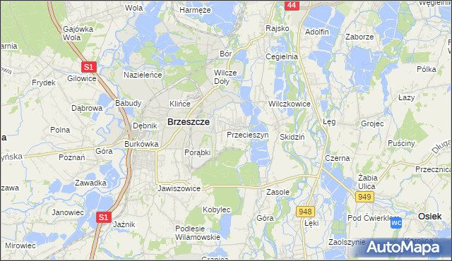 mapa Przecieszyn, Przecieszyn na mapie Targeo