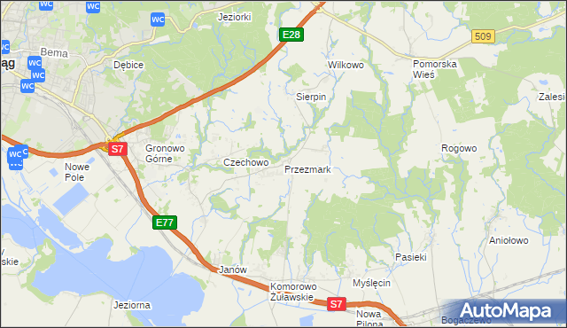 mapa Przezmark gmina Elbląg, Przezmark gmina Elbląg na mapie Targeo