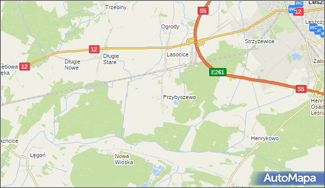 mapa Przybyszewo gmina Święciechowa, Przybyszewo gmina Święciechowa na mapie Targeo
