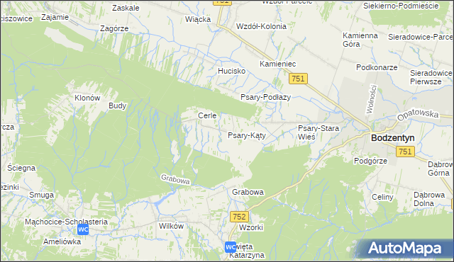 mapa Psary-Kąty, Psary-Kąty na mapie Targeo