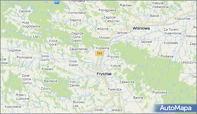 mapa Pułanki gmina Frysztak, Pułanki gmina Frysztak na mapie Targeo