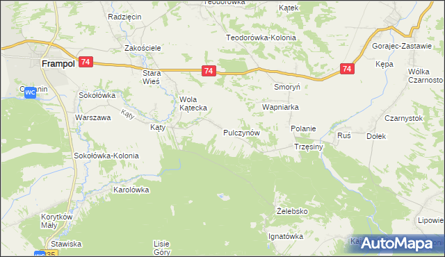 mapa Pulczynów, Pulczynów na mapie Targeo