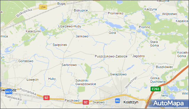 mapa Puszczykowo-Zaborze, Puszczykowo-Zaborze na mapie Targeo