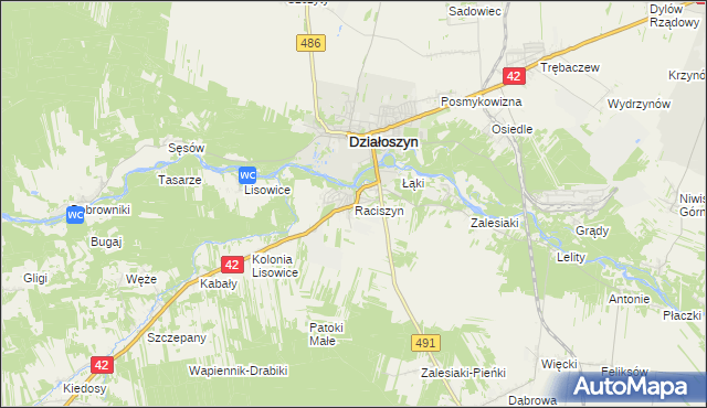 mapa Raciszyn, Raciszyn na mapie Targeo