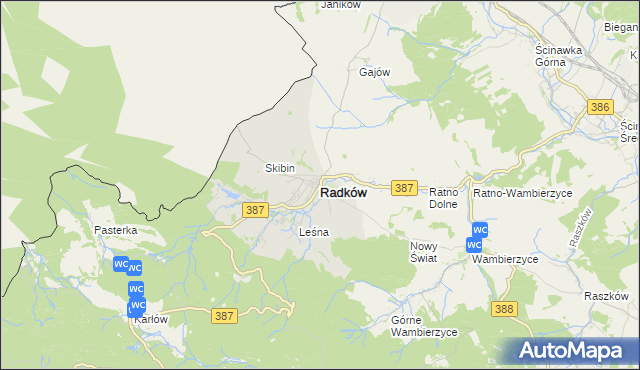 mapa Radków powiat kłodzki, Radków powiat kłodzki na mapie Targeo