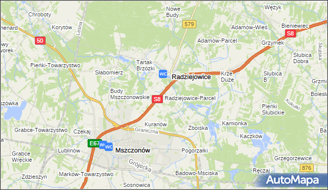 mapa Radziejowice-Parcel, Radziejowice-Parcel na mapie Targeo