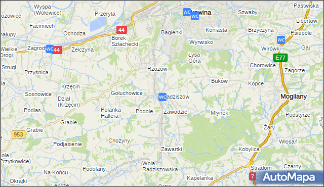 mapa Radziszów, Radziszów na mapie Targeo