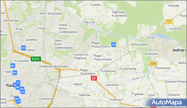 mapa Rajec Poduchowny, Rajec Poduchowny na mapie Targeo