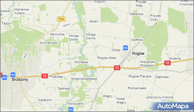 mapa Rogów-Wieś, Rogów-Wieś na mapie Targeo