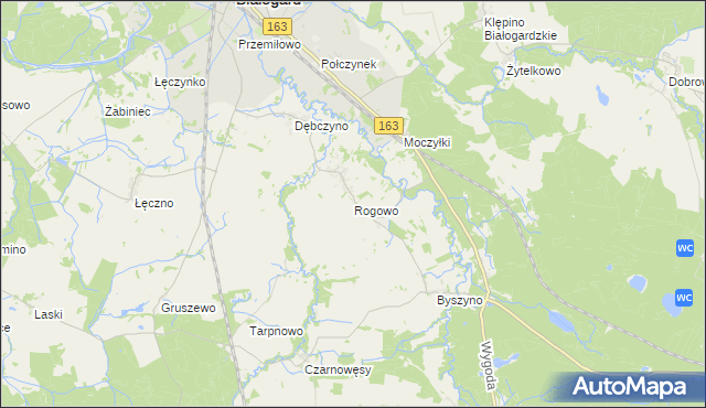 mapa Rogowo gmina Białogard, Rogowo gmina Białogard na mapie Targeo