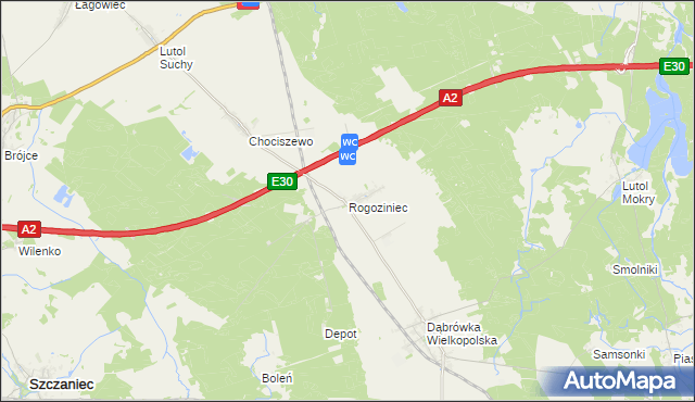 mapa Rogoziniec, Rogoziniec na mapie Targeo