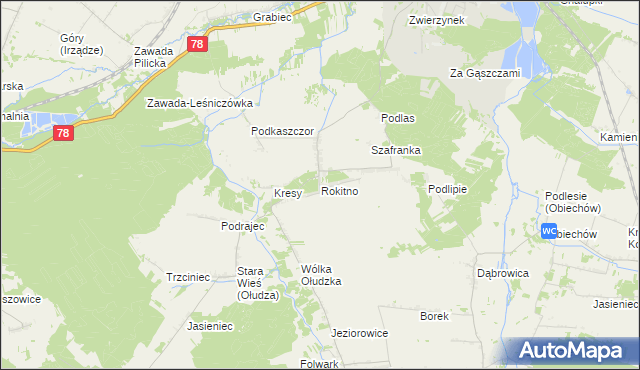 mapa Rokitno gmina Szczekociny, Rokitno gmina Szczekociny na mapie Targeo