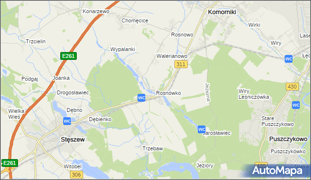 mapa Rosnówko gmina Komorniki, Rosnówko gmina Komorniki na mapie Targeo