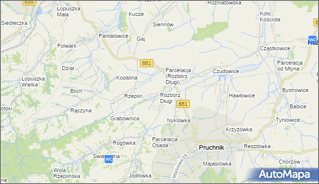 mapa Rozbórz Długi, Rozbórz Długi na mapie Targeo