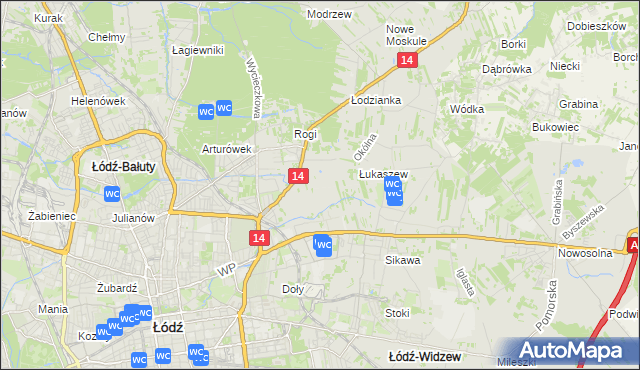 mapa Różki gmina Łódź, Różki gmina Łódź na mapie Targeo