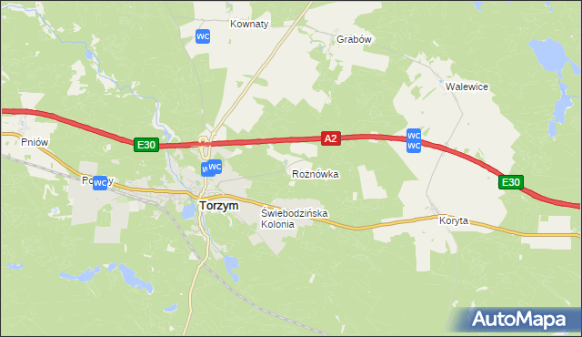 mapa Rożnówka, Rożnówka na mapie Targeo