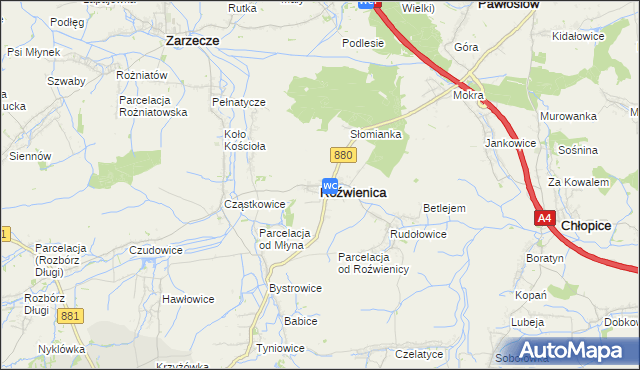 mapa Roźwienica, Roźwienica na mapie Targeo