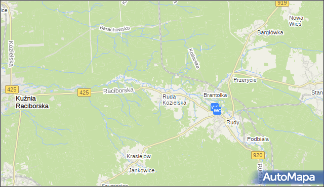 mapa Ruda Kozielska, Ruda Kozielska na mapie Targeo