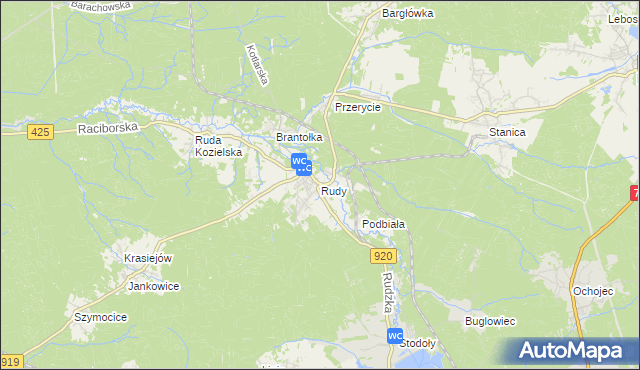 mapa Rudy gmina Kuźnia Raciborska, Rudy gmina Kuźnia Raciborska na mapie Targeo
