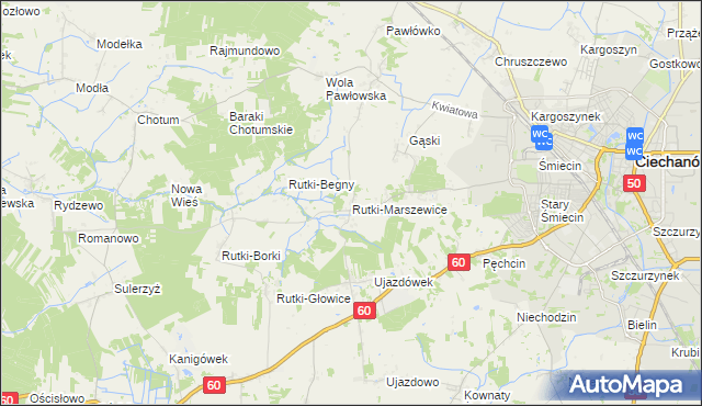 mapa Rutki-Marszewice, Rutki-Marszewice na mapie Targeo