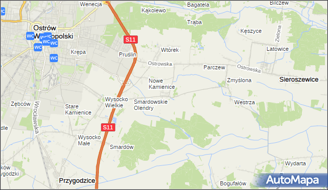 mapa Sadowie gmina Ostrów Wielkopolski, Sadowie gmina Ostrów Wielkopolski na mapie Targeo