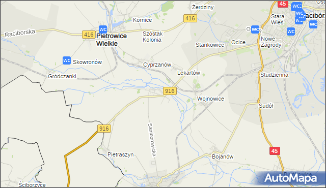 mapa Samborowice gmina Pietrowice Wielkie, Samborowice gmina Pietrowice Wielkie na mapie Targeo