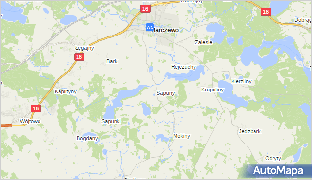 mapa Sapuny, Sapuny na mapie Targeo