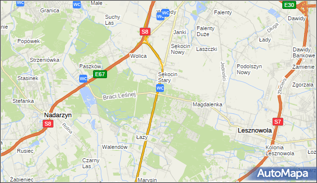 mapa Sękocin-Las, Sękocin-Las na mapie Targeo