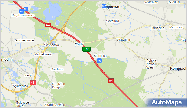 mapa Siedliska gmina Dąbrowa, Siedliska gmina Dąbrowa na mapie Targeo