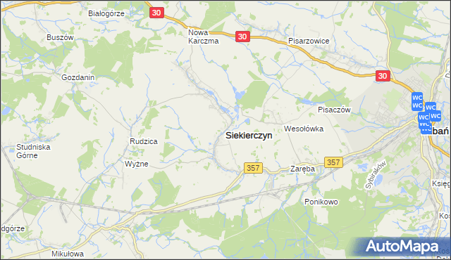 mapa Siekierczyn, Siekierczyn na mapie Targeo