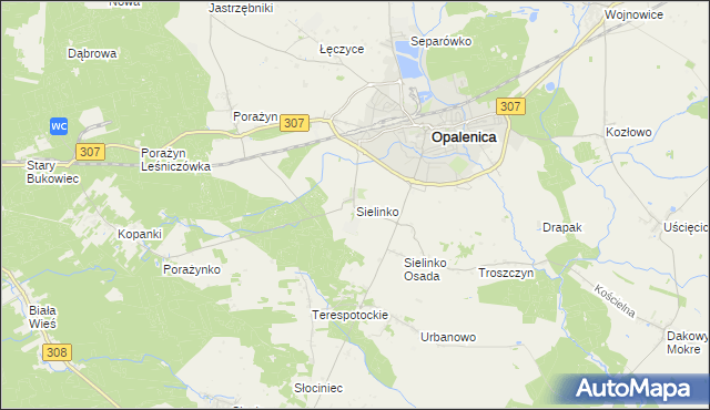 mapa Sielinko, Sielinko na mapie Targeo