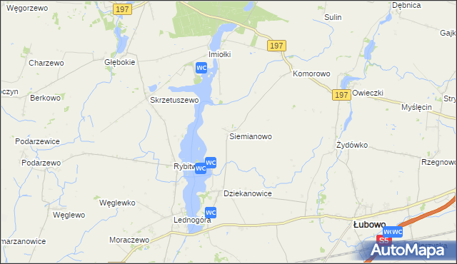 mapa Siemianowo gmina Łubowo, Siemianowo gmina Łubowo na mapie Targeo