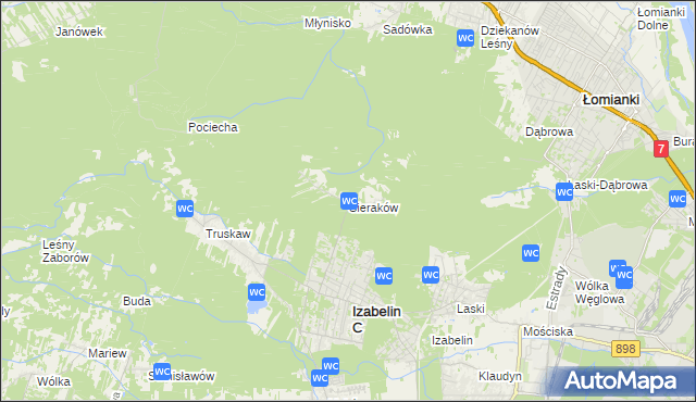 mapa Sieraków gmina Izabelin, Sieraków gmina Izabelin na mapie Targeo