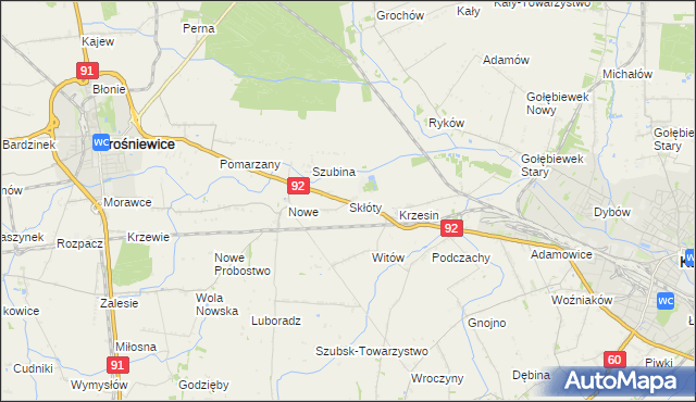 mapa Skłóty, Skłóty na mapie Targeo