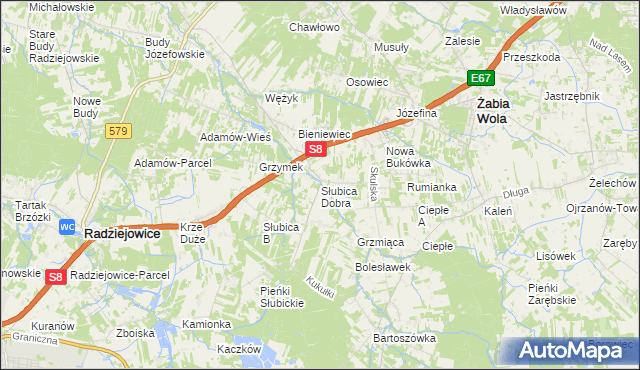 mapa Słubica Dobra, Słubica Dobra na mapie Targeo