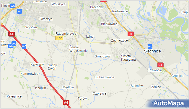 mapa Smardzów gmina Siechnice, Smardzów gmina Siechnice na mapie Targeo