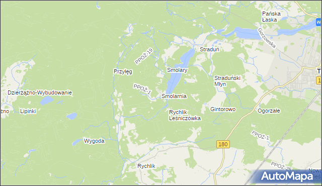 mapa Smolarnia gmina Trzcianka, Smolarnia gmina Trzcianka na mapie Targeo