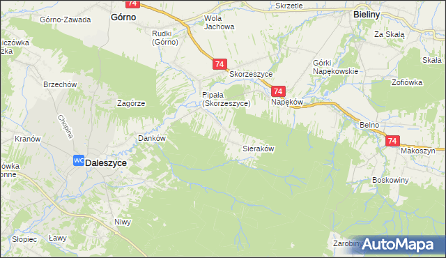 mapa Smyków gmina Daleszyce, Smyków gmina Daleszyce na mapie Targeo