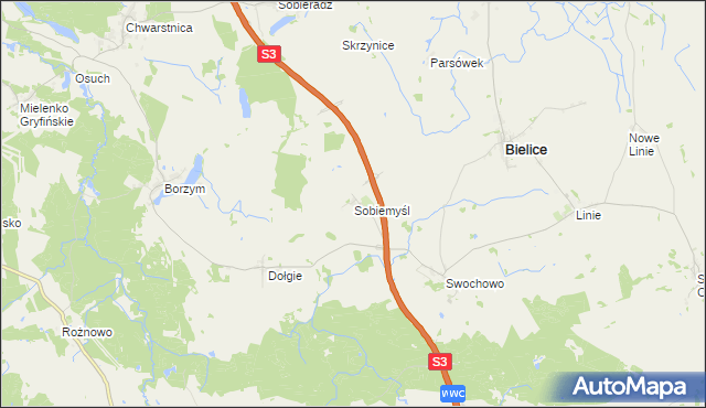 mapa Sobiemyśl, Sobiemyśl na mapie Targeo