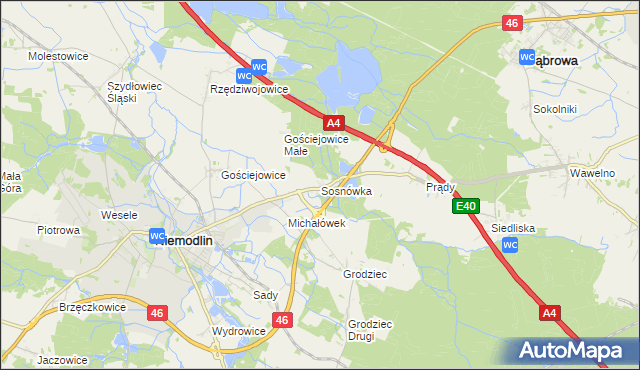 mapa Sosnówka gmina Niemodlin, Sosnówka gmina Niemodlin na mapie Targeo