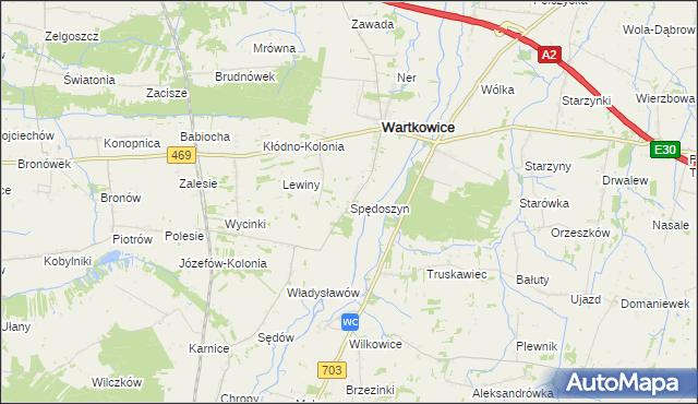 mapa Spędoszyn, Spędoszyn na mapie Targeo