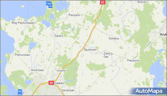 mapa Spytkowo, Spytkowo na mapie Targeo